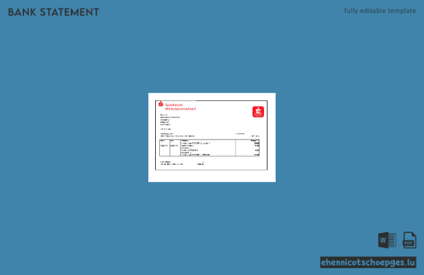 Deutsche Sparkasse Kontoauszug Excel-Beispielvorschau